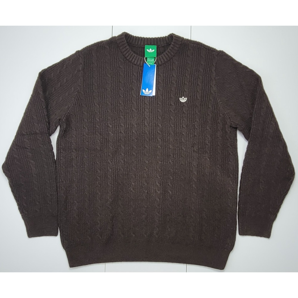 Adidas Heritage Cable Knit Golf Sweater Mens Size XL Dark Brown JW9864 New